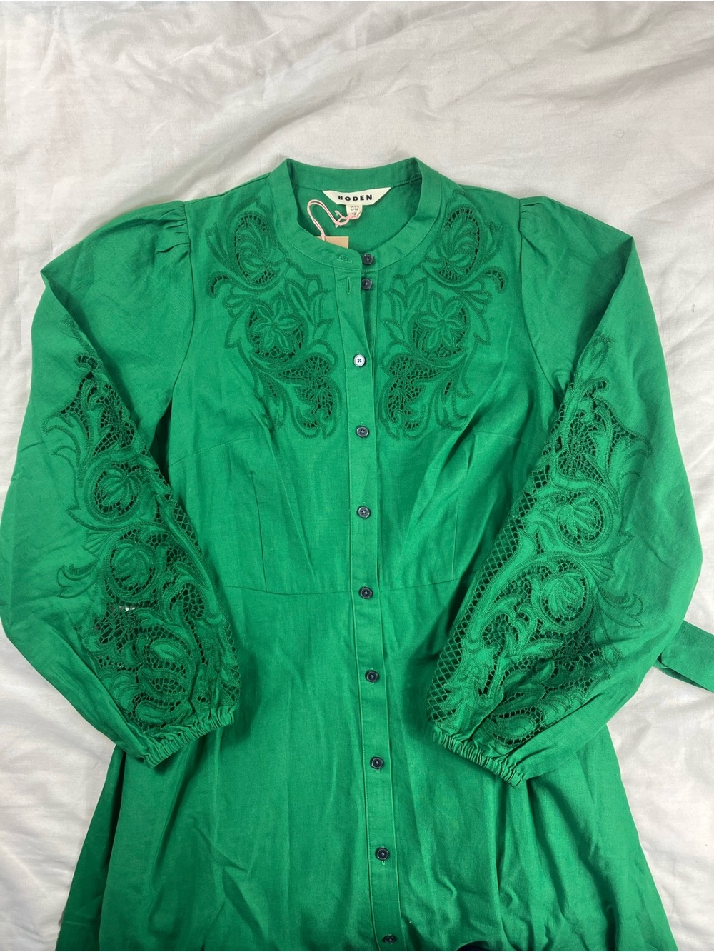 Boden Green Mae Linen Blend Shirt Dress - Picture 5 of 11